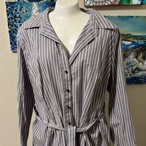 Lane Bryant Gray Striped Blouse